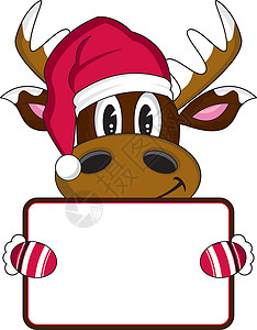 卡通圣诞老人驯鹿与 Sig背景图片