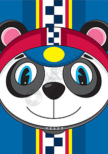 卡通赛车熊猫大熊猫赛车手动物运动微笑司机背景图片