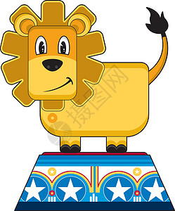 Podiu 上的可爱卡通狮子胡须插图动物大猫讲台丛林鬃毛背景图片
