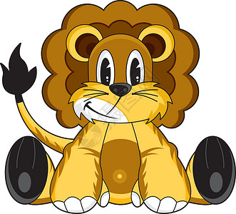 可爱的卡通里奥插图动物大猫鬃毛胡须丛林狮子背景图片