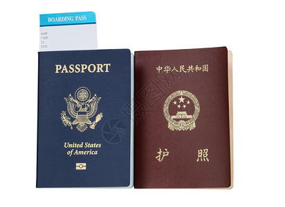 来自美国和中国的护照背景图片