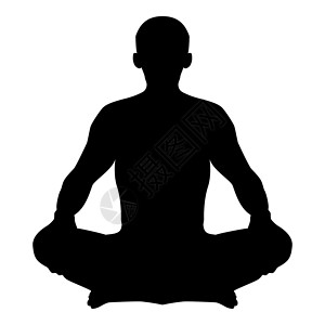 瑜伽体式姿势莲花的人瑜伽姿势冥想位置剪影体式图标黑色它制作图案设计图片