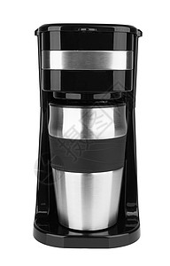 孤立咖啡制造器白色电气器具厨房饮料杯子制作者玻璃红色咖啡背景图片
