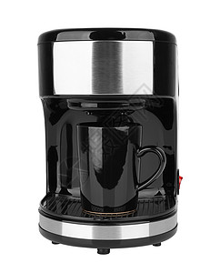 孤立咖啡制造器杯子白色器具电气红色咖啡玻璃机器黑色厨房背景图片