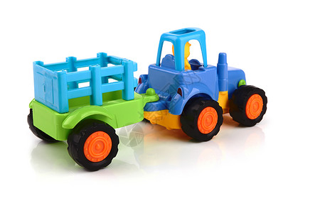 拖拉机工业白色玩具男生机器挖掘机承包商蓝色推土机孩子背景图片