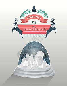 带雪球的圣诞快乐矢量背景主题概念背景图片