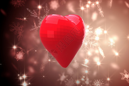 亮红红心气球红色雪花绘图情人计算机背景图片