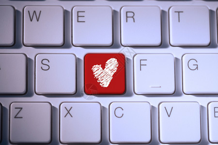 爱心的复合形象技术键盘情人红色绘图计算机电子钥匙数字手绘背景图片