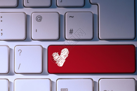 爱心的复合形象数字键盘情人计算机技术手绘绘图钥匙红色电子背景图片
