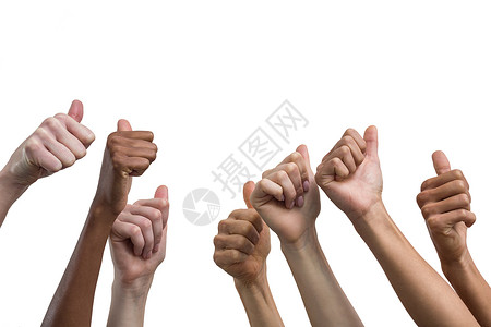 多族裔妇女举起大拇指背景图片