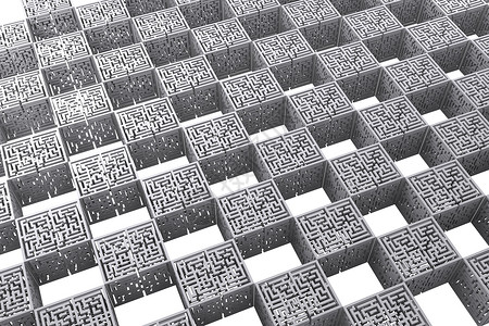 迷宫立方体灰色盒子动画片白色圆圈魔方辉光背景图片