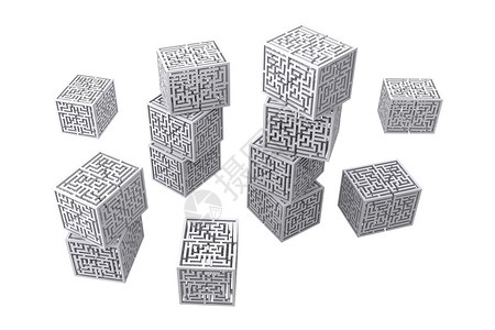 迷宫立方体灰色白色辉光圆圈魔方盒子动画片背景图片