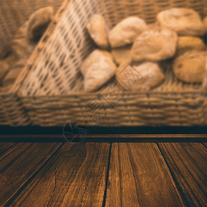 木制地板闭合的复合图像面包食物商业饮料棕色纹理木头地面零售餐厅背景图片