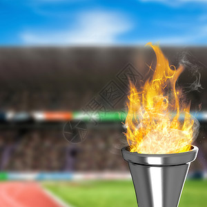 奥林匹克火的复合图象运行体育场游戏轨道观众数字绘图沥青竞技场竞赛背景图片