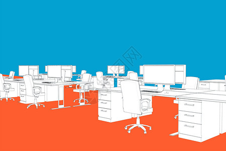 开放空间绘画的复合图像椅子电子电脑白色黑色老鼠宝蓝色红色电脑显示器蓝色背景图片
