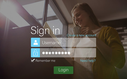 科技感登录页面连接页面的复合图像合成食堂电脑密码咖啡店潮人帐户平板触摸屏女士饮料背景