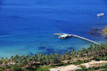 水热带越南度假海岸空中观察 Phu Quoc旅行城市海景旅游天空假期气候汽艇酒店摄影背景