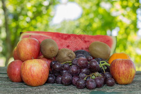 水果果农业农场收成葡萄园食物橙子叶子桌子木头藤蔓背景图片
