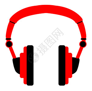 耳机对称立体声音乐插图绘画红色艺术艺术品背景图片