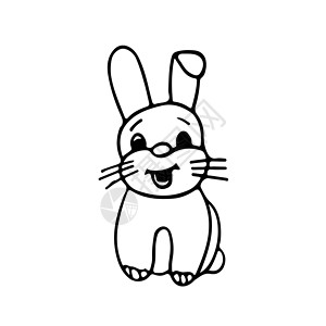 黑色和白色涂鸦草图兔子插图背景图片