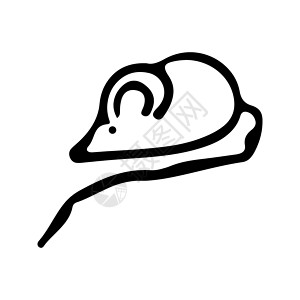 拿糖葫芦的老鼠黑色和白色涂鸦草图鼠标插图设计图片