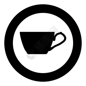 圆形黑色矢量插图平面样式图像中的茶杯图标背景图片