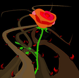 坎布里尔斯罗斯索恩斯和布里尔斯玫瑰植物荆棘绘画灌木丛木头植被插图艺术背景