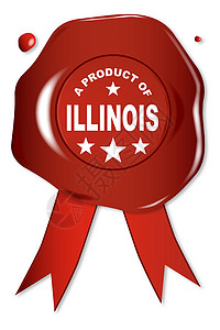 伊利诺伊州产品海豹邮票图章印模红色印章丝带橡皮背景图片