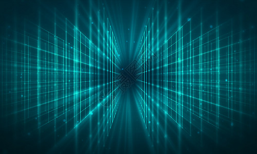 抽象网格结构背景 数字业务网络技术 透视线演示概念粒子电子墙纸创新商业电脑科学蓝色矩阵流动背景图片