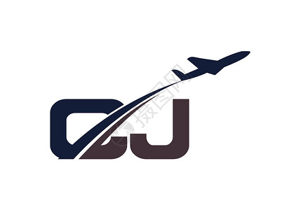 飞机c919首字母 C 和 J 与航空标志和旅行标志模板空气旅游送货航班速度喷射蓝色飞机场身份船运设计图片