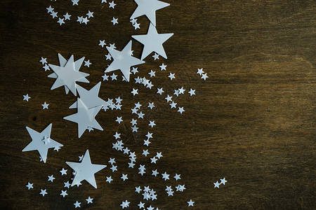 圣诞卡概念白色框架石头星星星形平铺背景图片