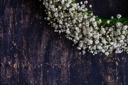 母亲节花环标语Gypsophila 惊慌的鲜花在新娘概念中花束团体纪念日庆典展示女士植物群周年兰花卡片背景