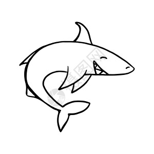 黑白鲨鱼涂鸦素描图背景图片