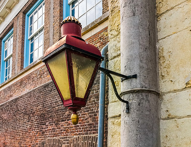 古老的红灯 城市照明和建筑 古典街道物体背景图片