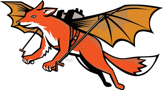 红狐带机械翅膀的飞狐马斯科设计图片