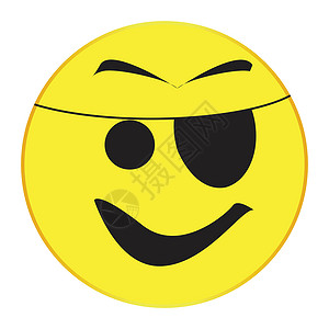 Patch Eye 海盗笑脸按钮绘画艺术品情感艺术黄色漫画微笑卡通片草图眼睛背景图片