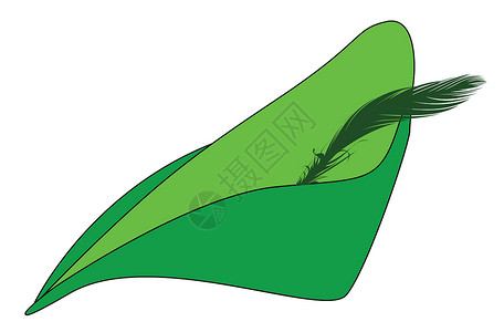 罗宾汉的羽冠绿色艺术艺术品绘画毛毡帽子羽毛插图背景图片