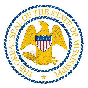 盾牌彩带边框密西西西比州海豹插图圆形圆圈蓝色绘画地理边框领土联邦徽章背景