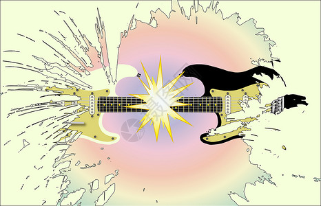 Rock Gig 背景吉他海报插图演出战略粉碎黑色艺术艺术品绘画背景图片