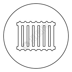 图标样式铸铁电池加热散热器图标圆形轮廓黑色矢量插图平面样式图像设计图片
