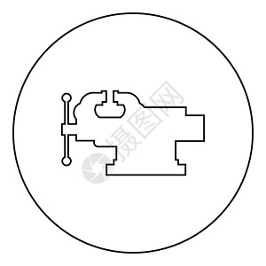 坚守副颚虎钳修复夹工具图标在圆形轮廓黑色矢量插图平面样式 imag设计图片