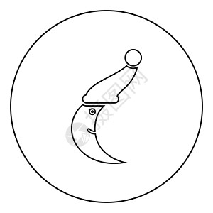 晚安图标微笑的月亮与睡帽图标在圆形轮廓黑色矢量插图平面样式 imag设计图片