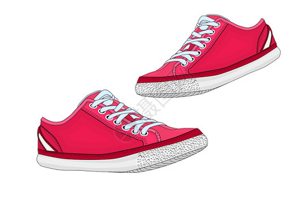 儿童运动鞋主图运行红色运动鞋 运动鞋一对插画