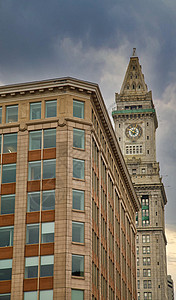 波士顿的建筑和时钟塔历史性高清图片素材