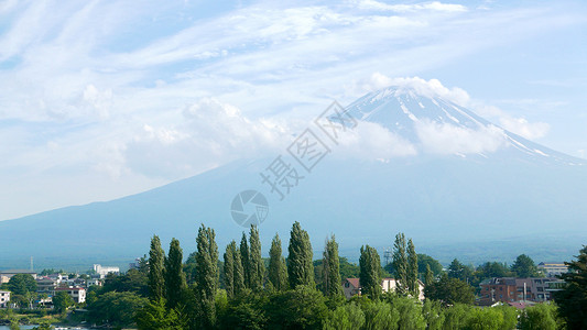 工藤新一日本藤山山 户外公园和蓝色天空 云彩优美背景