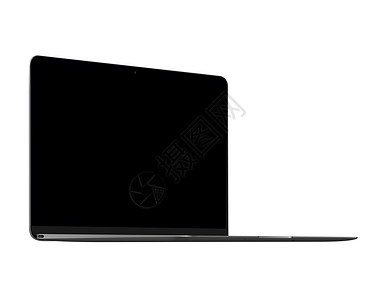 孤立的灰色笔记本电脑样机视网膜黑色工具小样屏幕展示白色背景图片