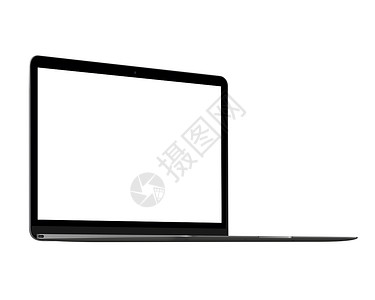 孤立的灰色笔记本电脑样机小样工具展示屏幕视网膜白色背景图片