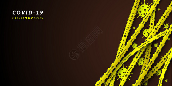 黄色和黑色条纹中电晕病毒危险警告的矢量设计 与复制空间的背景 划分区域 Covid19疾病生物科学安全图表贴纸病毒性小说风险冒险背景图片