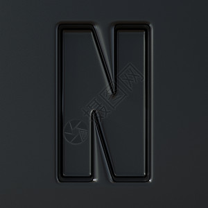 黑色雕刻字体 Letter N 3高清图片