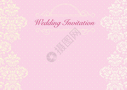 粉红色的婚礼邀请卡背景模板与 patte背景图片